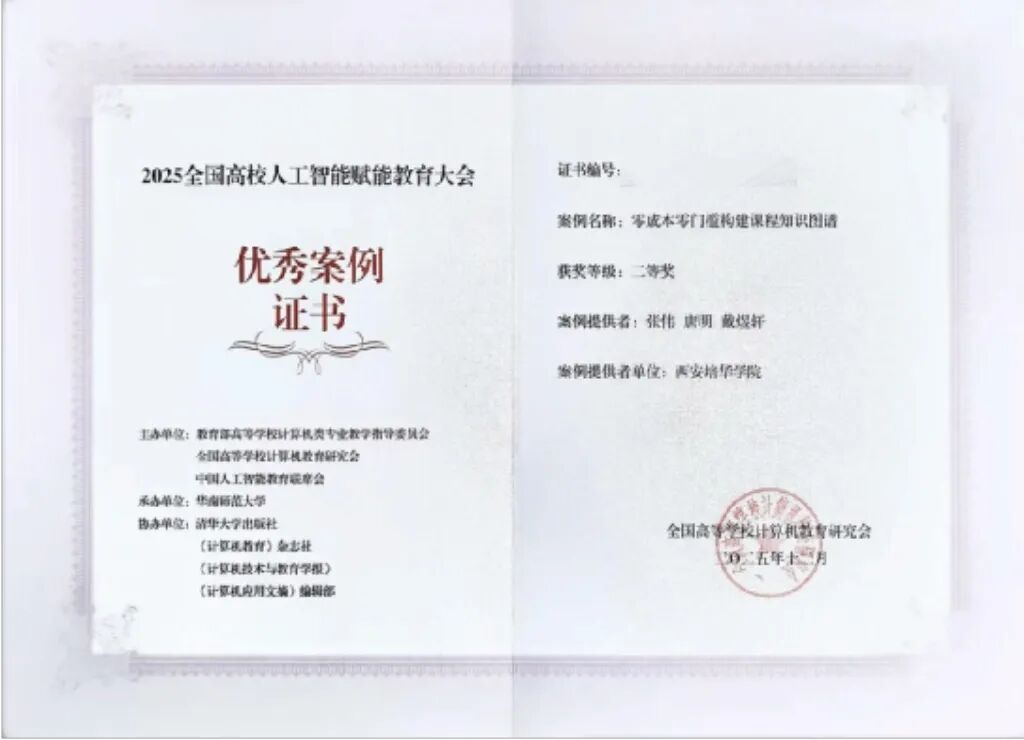 西安培华学院获2025全国高校人工智能赋能教育大会优秀案例奖 西安培华学院获2025全国高校人工智能赋能教育大会优秀案例奖