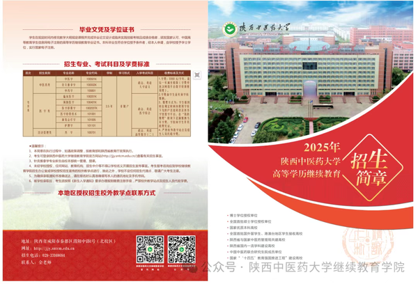 陕西中医药大学2025年高等学历继续教育招生简章