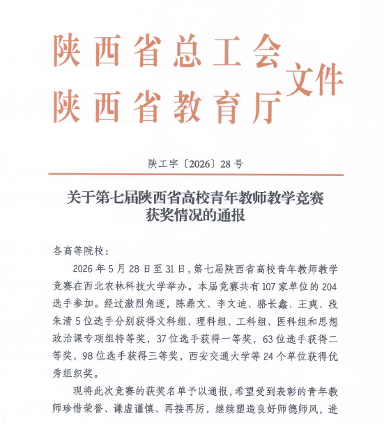 西安思源学院教师在第七届陕西高校青年教师教学竞赛中斩获多项佳绩