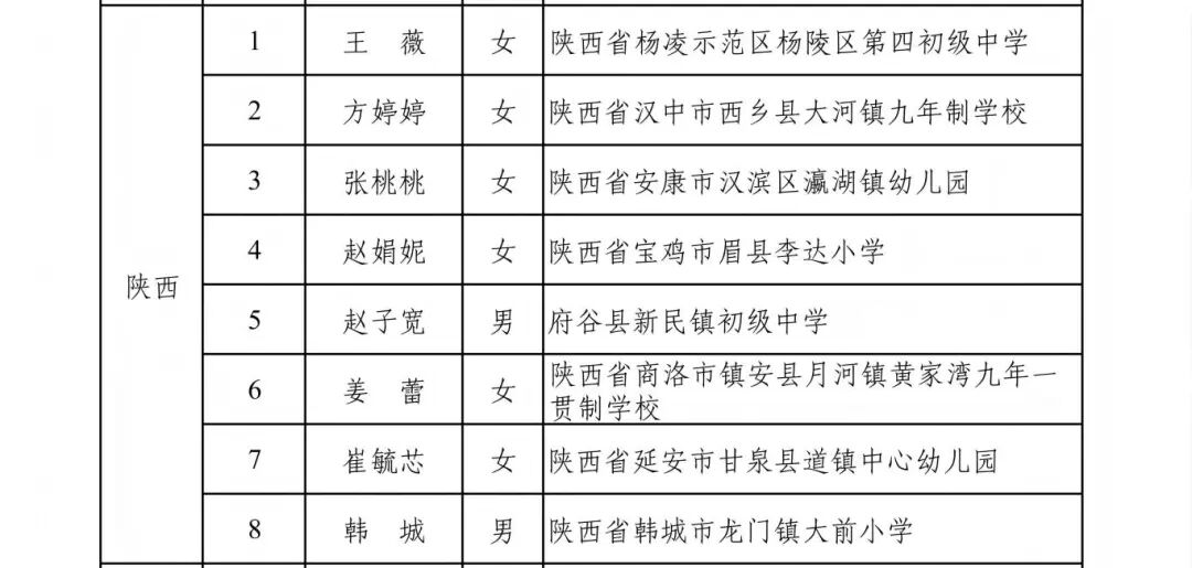 陕西8人入选！2024年乡村优秀青年教师培养支持计划人选公示