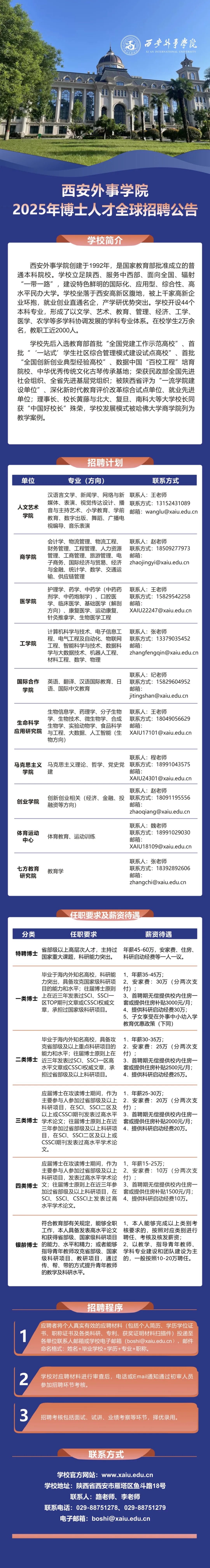 西安外事学院2025年博士人才全球招聘公告