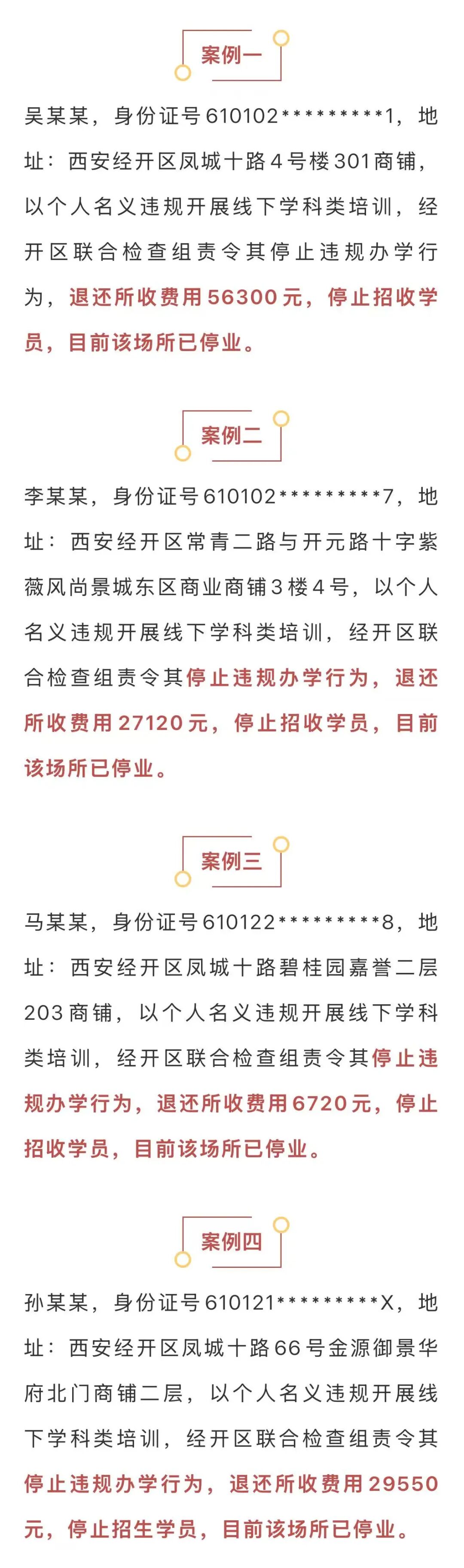 退费、停业！西安4起违规培训通报