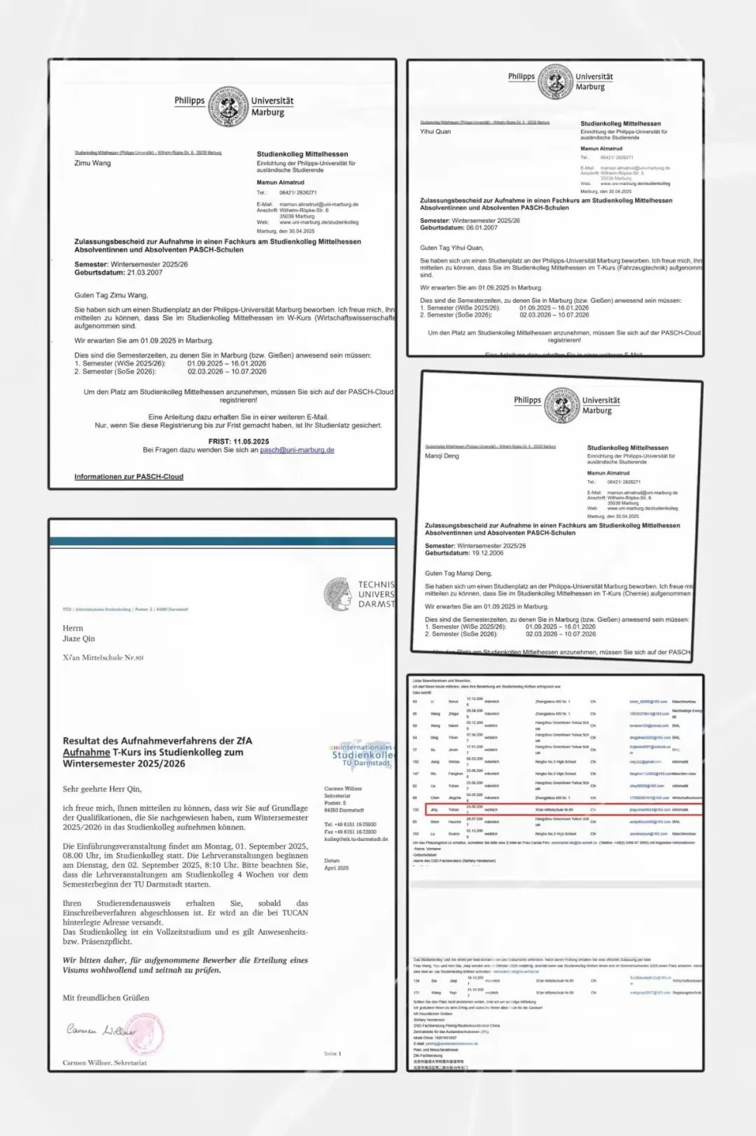 【喜报】祝贺西安市第八十九中学德语班学子成功斩获德国大学公立预科录取通知！