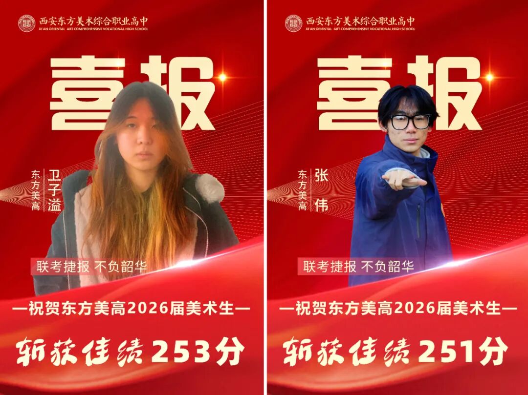 祝贺！西安东方美术综合职业高中2026美术统考全员过线