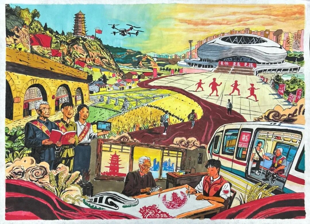 西安博雅艺术职业高中师生用美术作品让延安精神闪耀新时代