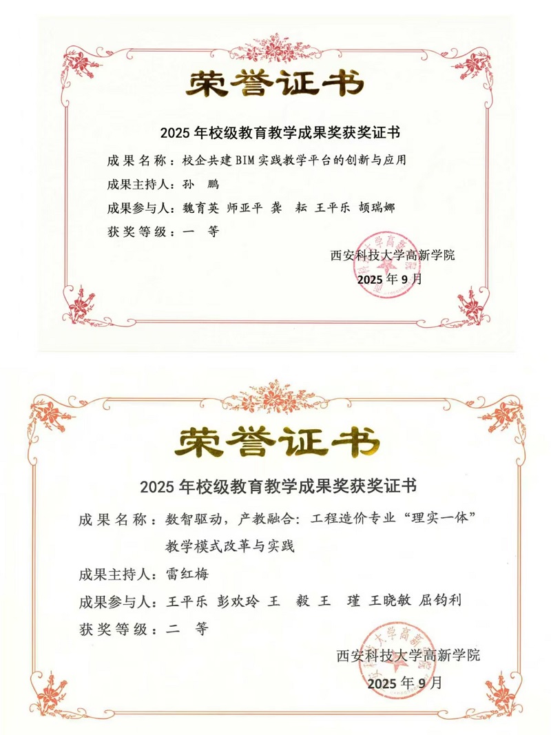 西安科技大学高新学院成功获批“全国BIM技能等级考试”考点