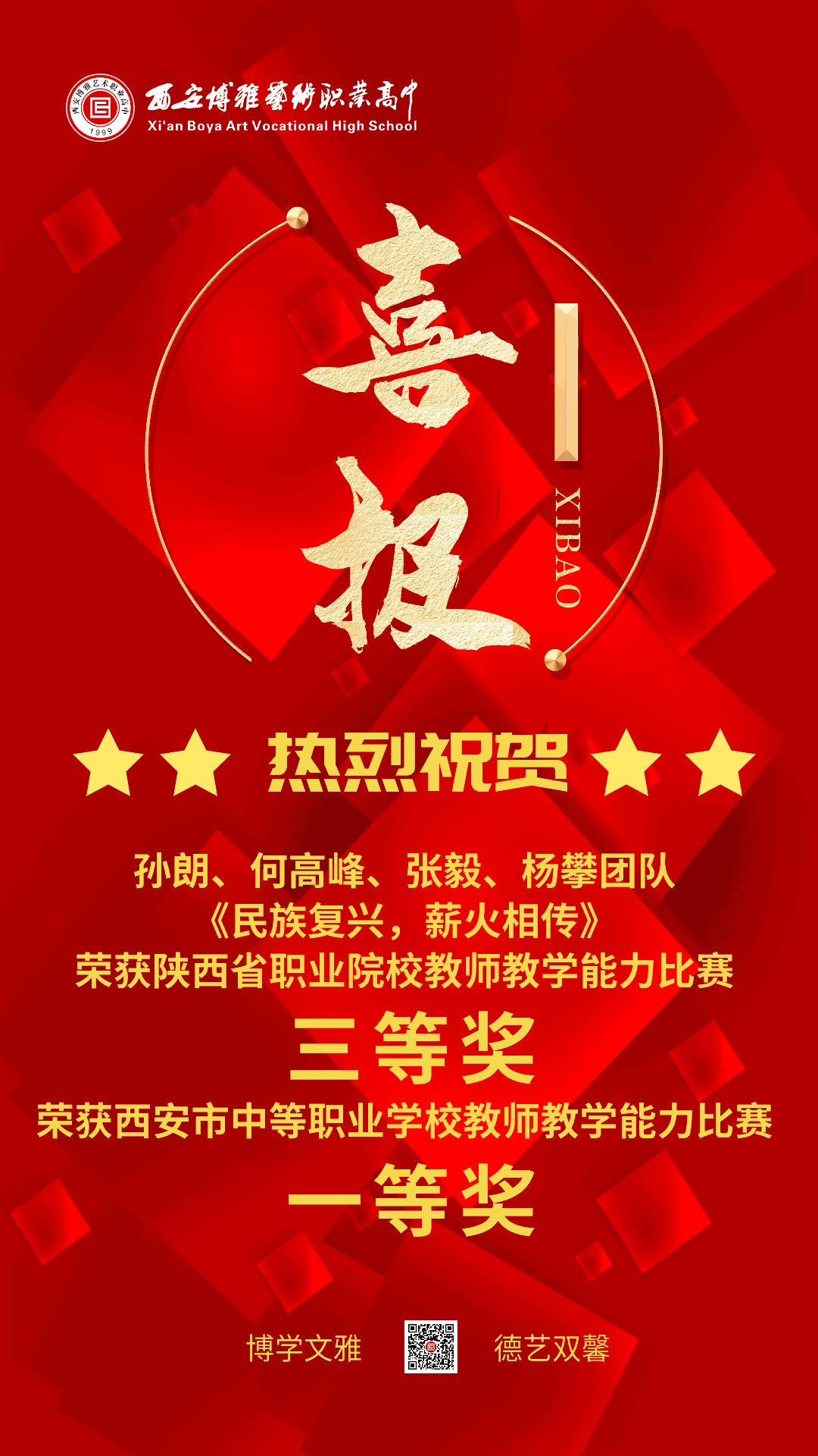 西安博雅艺术职业高中教师教学能力比赛获奖喜报1.gif