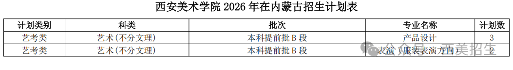 西安美术学院2026年本科招生分省分专业计划