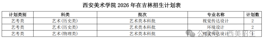 西安美术学院2026年本科招生分省分专业计划