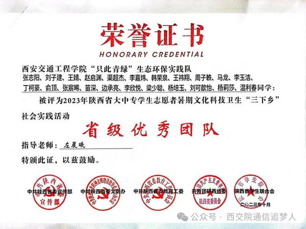 祝贺！西安交通工程学院渠超杰同学获评陕西省 “青马工程”、“优秀学员”荣誉称号