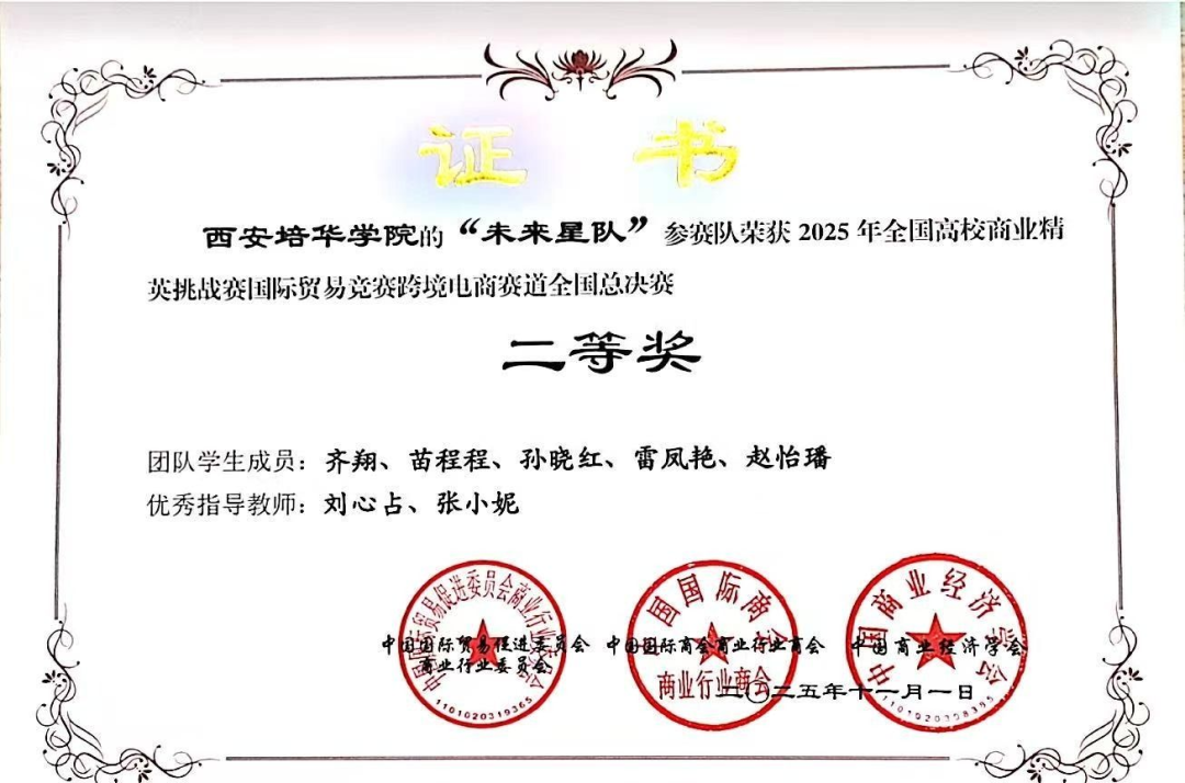 祝贺！西安培华学院学子5支团队在全国商业精英挑战赛中齐获二等奖