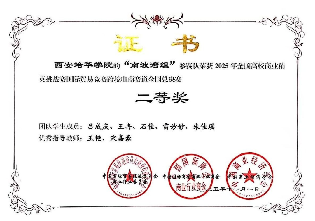 祝贺！西安培华学院学子5支团队在全国商业精英挑战赛中齐获二等奖