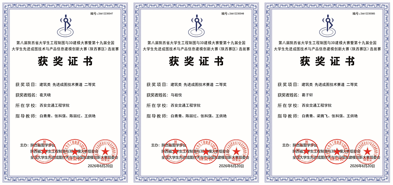祝贺！西安交通工程学院学子在“新迪杯”第八届陕西省大学生工程制图与3D建模大赛中荣获佳绩