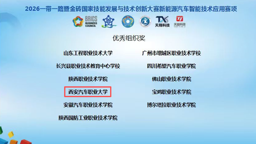喜报！西安汽车职业大学师生在2026“一带一路”暨金砖国家技能发展与技术创新大赛中斩获佳绩